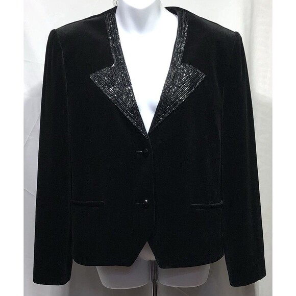 Act lll Jackets & Blazers - Vintage 90s Act lll Velvet Jacket Blazer 18 Beaded Lapel ILGWN Glam Formal